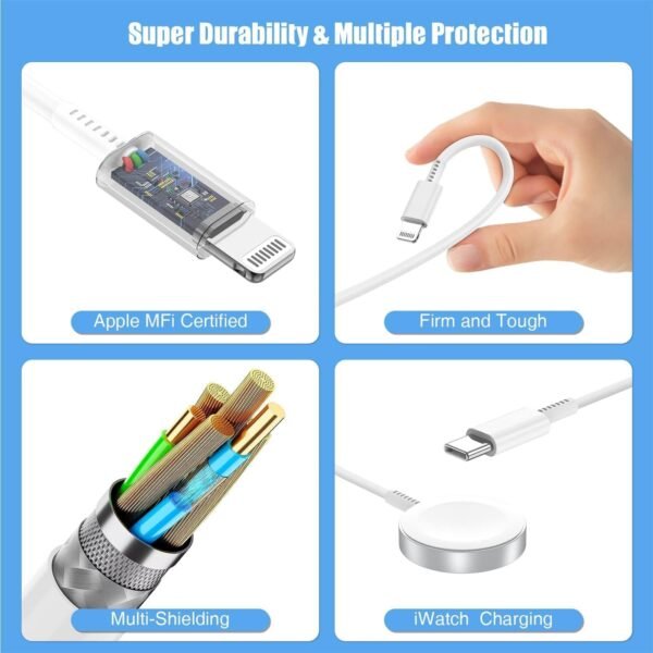 Apple Watch Charger, 3 in 1 Magnetic iWatch Charger with USB-C Charging Cable 4FT for iPhone Apple Watch Series Ultra SE 9 8 7 6 5 4 & iPhone 16/15/14/Galaxy S23 - Image 11