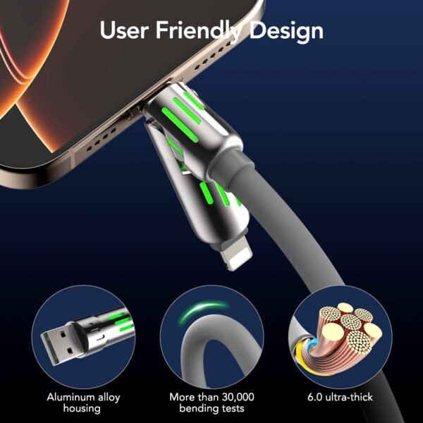 4-in-1 Universal Multi USB Charging Cable, Charger Cord with LED Light Indicators for iPhone 16/15/14/13, iPad, Samsung, MacBook, Tablets & More - Image 5