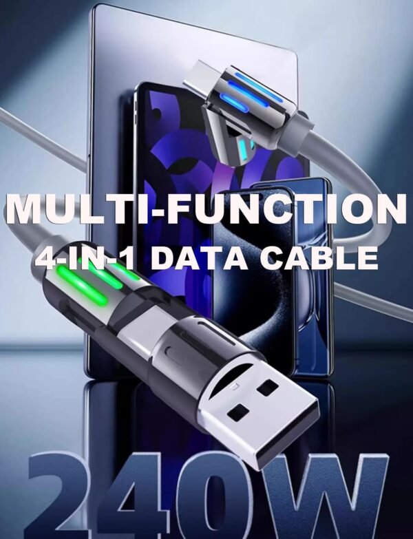 4-in-1 Universal Multi USB Charging Cable, Charger Cord with LED Light Indicators for iPhone 16/15/14/13, iPad, Samsung, MacBook, Tablets & More - Image 6