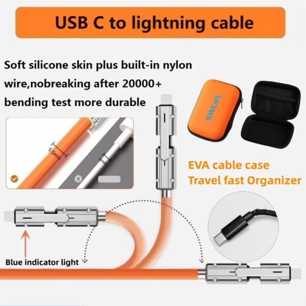 4-in-1 USB C Multi Charger Cable, USB A/C to Type C/Phone,  Charging Cable Compatible with Phone/Laptop/Tablet - Image 6