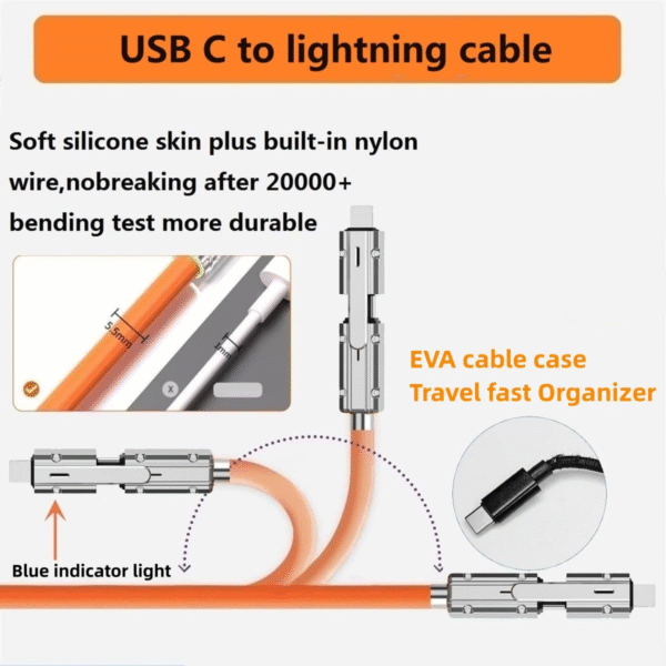 4-in-1 USB C Multi Charger Cable, USB A/C to Type C/Phone,  Charging Cable Compatible with Phone/Laptop/Tablet - Image 7