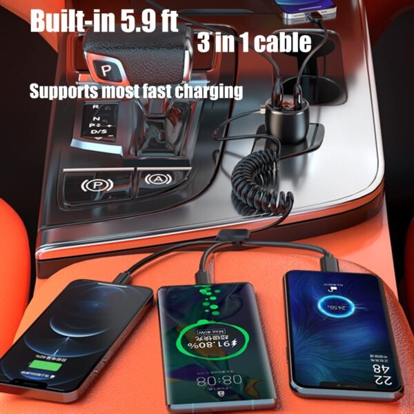2 Port Car  Charges with 3 Cable -20W - Image 9